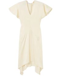 Stella McCartney - V-Neck Short-Sleeve Satin Midi Dress - Lyst