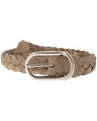 Brunello Cucinelli - Woven Suede Belt With Rounded Buckle And Metal Loop - Lyst