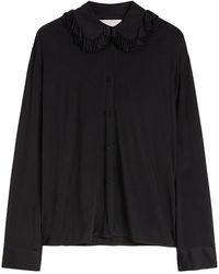 Jil Sander - Camisa Cuello Volantes Negro - Lyst