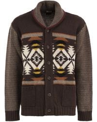 Fay - Wool Cardigan With Jacquard Pattern - Lyst
