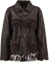 Polo Ralph Lauren - Leather Jacket With Fringe Detailing - Lyst