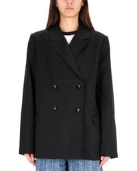 Ganni - Doublebreasted Wool Jacket - Lyst