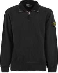 Stone Island - Cotton Sweatshirt With High Neck And Half Zip - Lyst