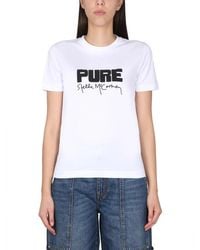 Stella McCartney - Cotton T-Shirt With Bold Logo Detail - Lyst