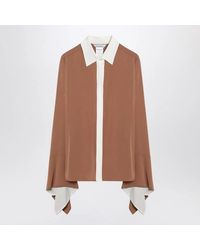Max Mara - Camel Silk Colour-Block Shirt - Lyst
