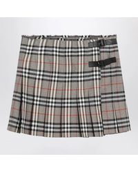 Burberry - Wool Kilt Skirt With Check Pattern - Lyst