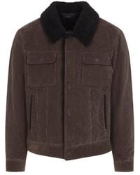 Tom Ford - 900 Wale Cord Sherling Collar Trucker - Lyst