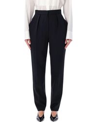 Balmain - High-Waisted Grain De Poudre Trousers - Lyst