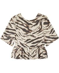 Ganni - Zebra Print Organic Cotton Top - Lyst
