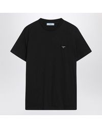 Prada - T-Shirt With Triangle Logo - Lyst