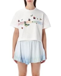 CASABLANCA - Butterfly Cropped T-Shirt - Lyst