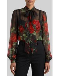 Dolce & Gabbana - Dolce&Gabbana Rose Chiffon Blouse - Lyst
