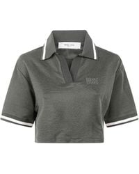 Golden Goose - "Journey W's" Medium Crop Polo Fluid Jersey Knitted Rib Micro Piquet Tonal Embroidery Clothing - Lyst