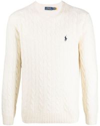 Polo Ralph Lauren - Textured Cable Knit Sweater With Round Neckline And Fitted Silhouette - Lyst