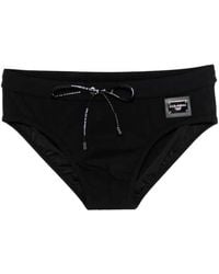 Dolce & Gabbana - Dolce & Gabbana Swim Briefs With Logo Plaque - Lyst