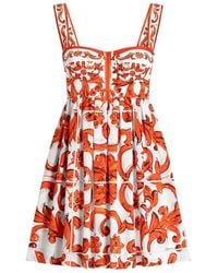Dolce & Gabbana - Dolce & Gabbana Maiolica Print Cotton Dress - Lyst