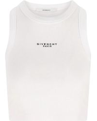 Givenchy - Cotton Cropped Tank Top With Paris Print - Lyst