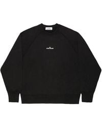 Stone Island - Cotton Crew Neck Sweatshirt With Oversized Compass Back Print - Lyst