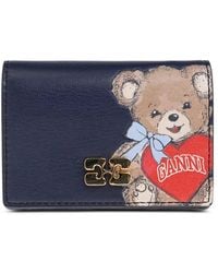 Ganni - Bou Card Holder With Flap And Bear - Lyst