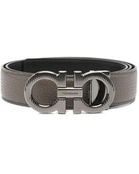 Ferragamo - Knurled Buckle Two-Tone Reversible Gancini Belt Accessories - Lyst
