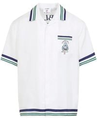 CASABLANCA - Hotel Emblem Cuban Collar Short Sleeve Shirt - Lyst