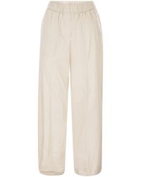 Peserico - Loose-Fitting Stretch Cotton Trousers With Elasticated Waistband - Lyst
