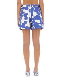 Marni - Floral Pattern High-Waisted Cotton Shorts - Lyst