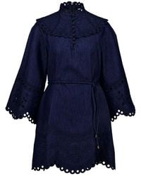 Zimmermann - Mahon Denim Mini Dress - Lyst