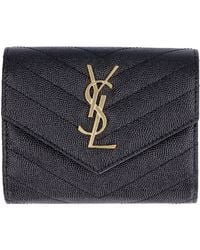 Saint Laurent - Mini Compact Tri-Fold Wallet - Lyst