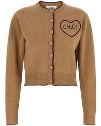 Chloé - Heart Intarsia Cardigan - Lyst