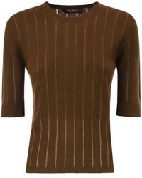 Max Mara - Mstragno – Slim-Fit Silk And Wool Ribbed Knit Top - Lyst