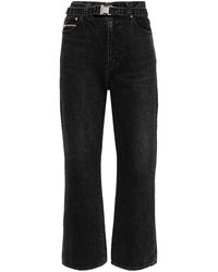Sacai - Straight-Leg Belted Cropped Jeans - Lyst