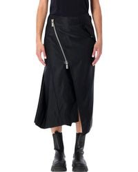 Sacai - Nylon Twill Midi Skirt With Diagonal Zip - Lyst
