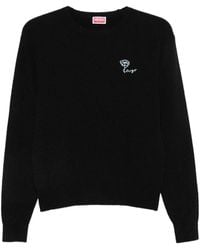 KENZO - Tulip Logo-Embroidered Ribbed-Knit Cotton Jumper - Lyst