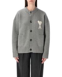 Ami Paris - Alpaca Cardigan With Ami De Cœur Logo - Lyst
