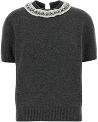 Prada - Dark Wool Blend Sweater - Lyst
