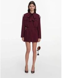 Self-Portrait - Twill Tie Neck Playsuit - Lyst