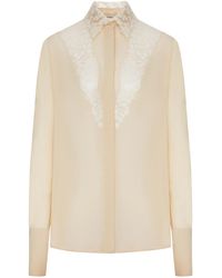 Fendi - Georgette Shirt With Lace Inserts - Lyst