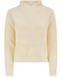 Herno - Pure Wool Jumper With Textured Knit And High Neck - Lyst