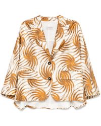 Alberto Biani - Printed Silk Caban Jacket - Lyst