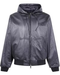 Giorgio Brato - Nappa Leather Oversized Hooded Bomber Jacket - Lyst