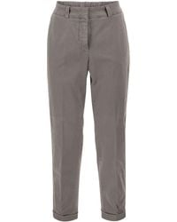 Peserico - Stretch Cotton Tapered Trousers With Elasticated Waistband - Lyst