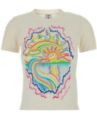 CASABLANCA - Ivory Cotton Blend T-Shirt - Lyst