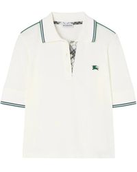 Burberry - Cropped Check Cotton Pique Polo Shirt - Lyst