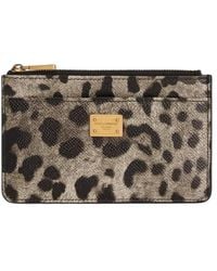 Dolce & Gabbana - Dolce & Gabbana Leopardprint Dauphine Leather Card Holder With Zip - Lyst