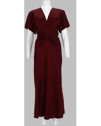 Victoria Beckham - Abito Midi Con Drappeggio E Scollo A V - Lyst