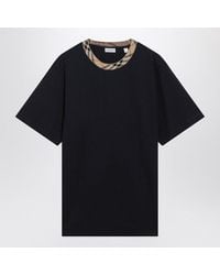 Burberry - T-Shirt With Check Trims - Lyst