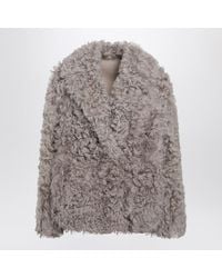 Blancha - Short Taupe Fur Jacket - Lyst
