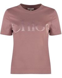 Chloé - Cotton Crew-Neck T-Shirt Elastane T-Shirts & Jerseys - Lyst