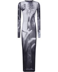 Jean Paul Gaultier - Printed Smoking Mesh Long Dress - Lyst